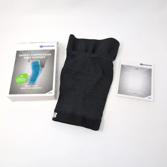 Bauerfeind Sports Compression Knee Support Black Seamless Sleeve Brace Large - Picture 2 of 7